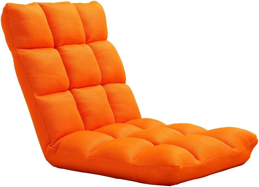 SunLoungers FEIFEI Adjustable Folding Lazy Sofa 6-Position Relax Chair Floor Cushion Multiangle Couch Beds For Watch TV/Gaming/Midday Rest/Nap Collapsible (color : ORANGE)