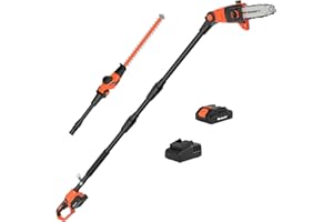 MAXLANDER Pole Saw 8-Inch Cordless Pole Saws for Tree Trimming and 18-Inch Pole Hedge Trimmer 2-in-1, 15-Feet MAX Reach, 16ft/s Speed, Auto Oiling Pole Chainsaw with 20V 2.0Ah Battery & Charger