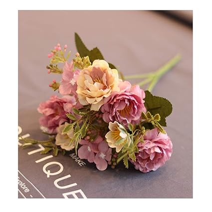 Drkj 10 Faux Bouquet De Fleurs En Plastique Pivoine Fleurs