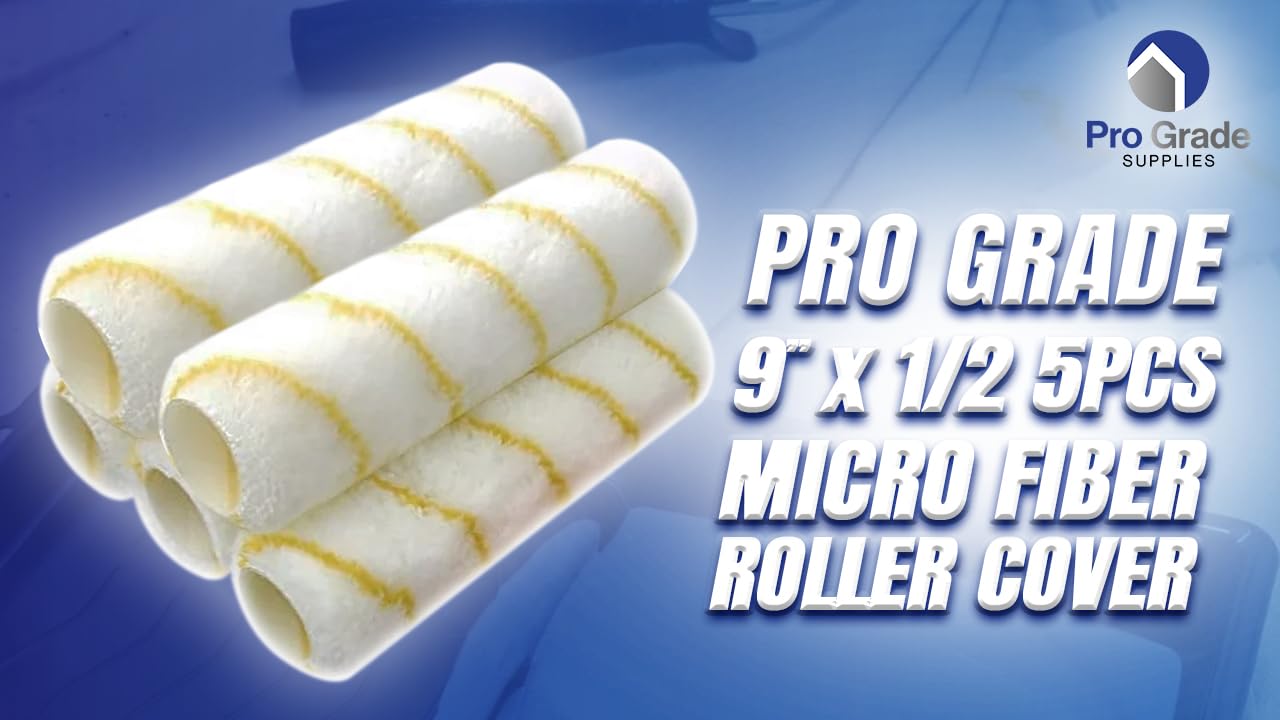 Pro Grade - Paint Roller Covers - 1/2 X 9 Inch Microfiber 5 Pack