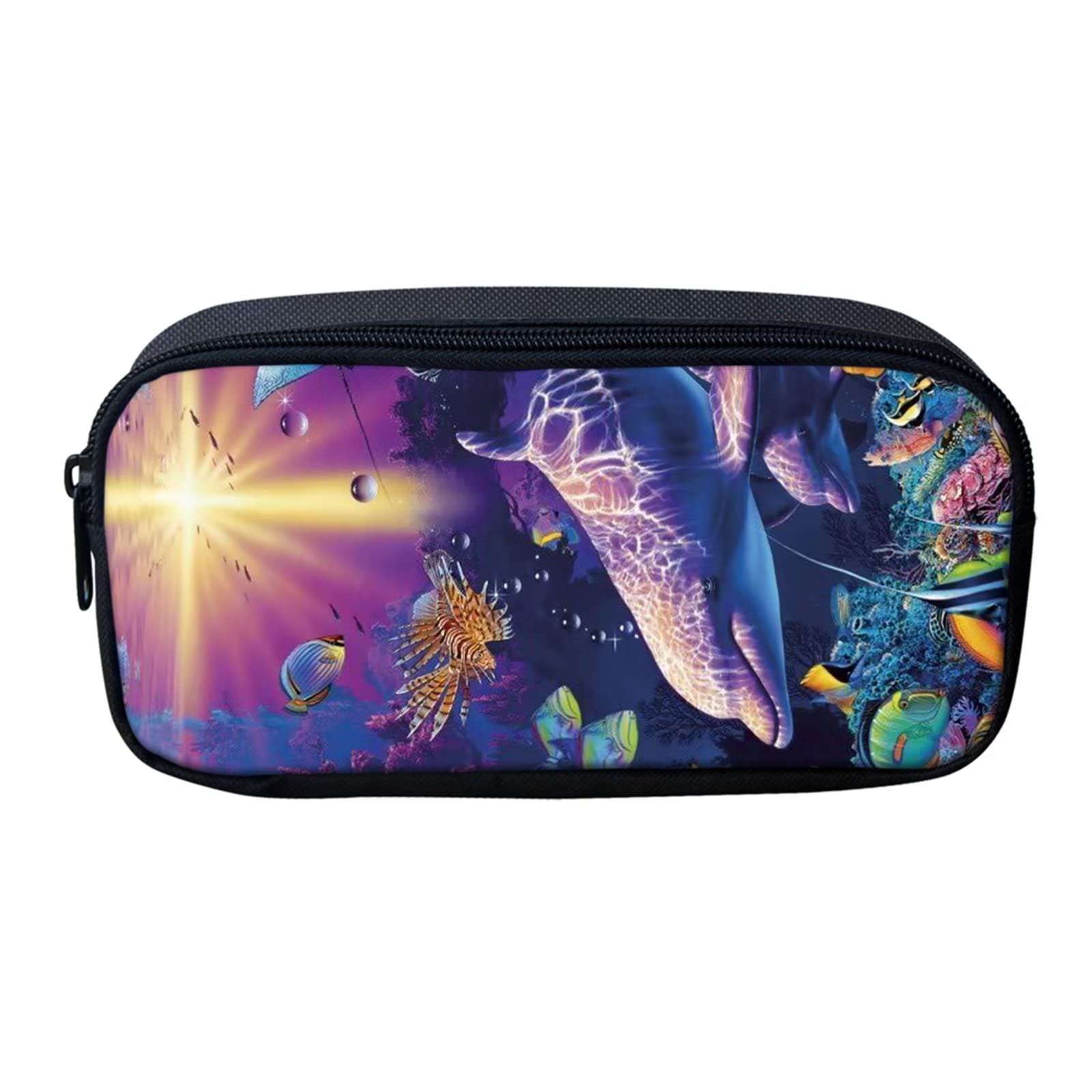 BYCHECAR Ocean Dolphin Pencil Cases for School Girls Cute Makeup Bag Boys Stationary Pencilcase School Supplys Childs Pen Storage Organizer
