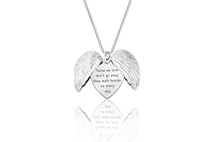 CENWA Memorial Jewelry Those We Love Don't Go Away They Walk Beside Us Every Day Angel Wings Open Locket Necklace