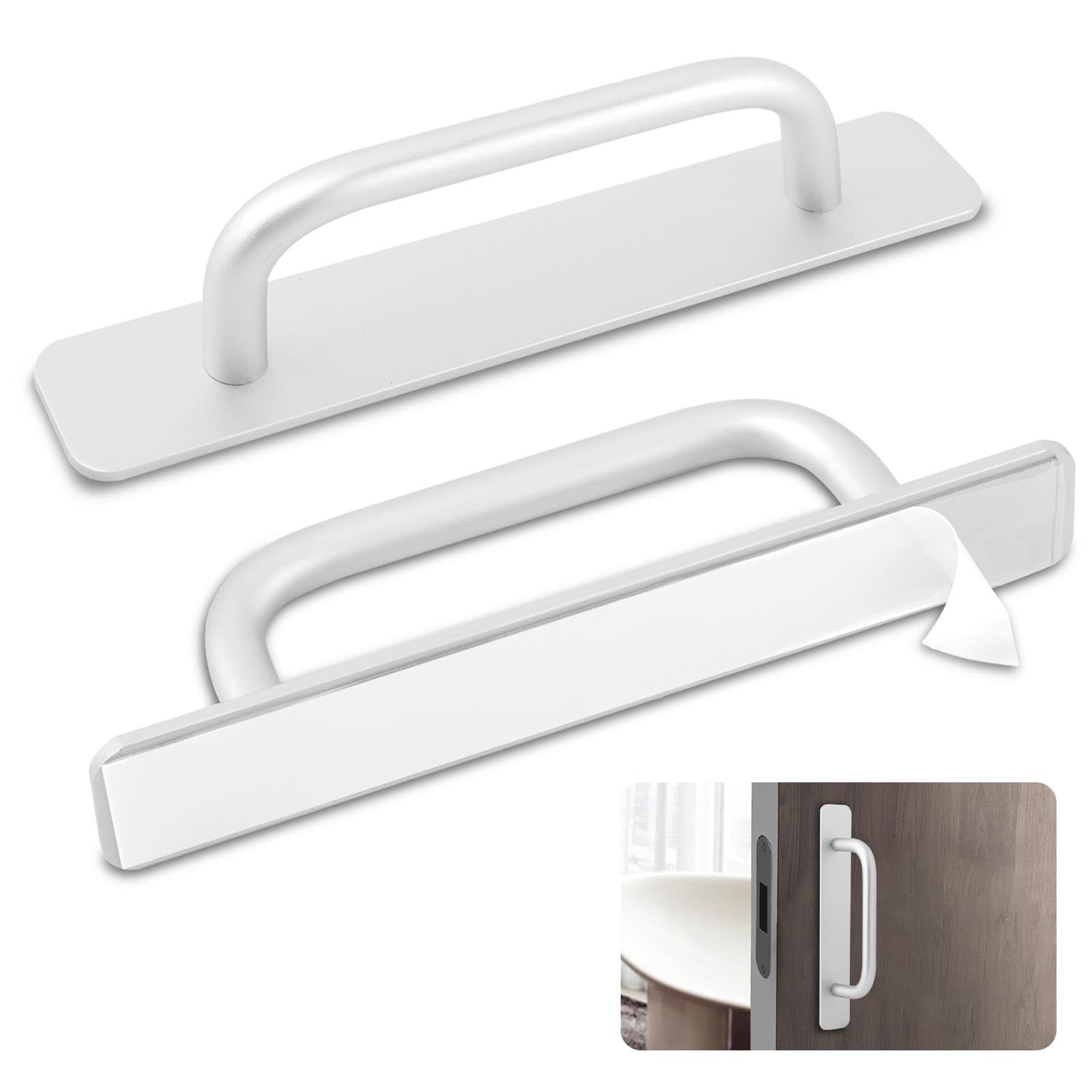 Photo 1 of Pilarmuture 2 Pcs Adhesive Handles,Adhesive Cabinet Handles,Self Stick No Drilling Instant Cabinet Handle, Sliding Closet Door Handle for Cabinet,Drawer,Window,Door,Wardrobe,Table,Bookcase