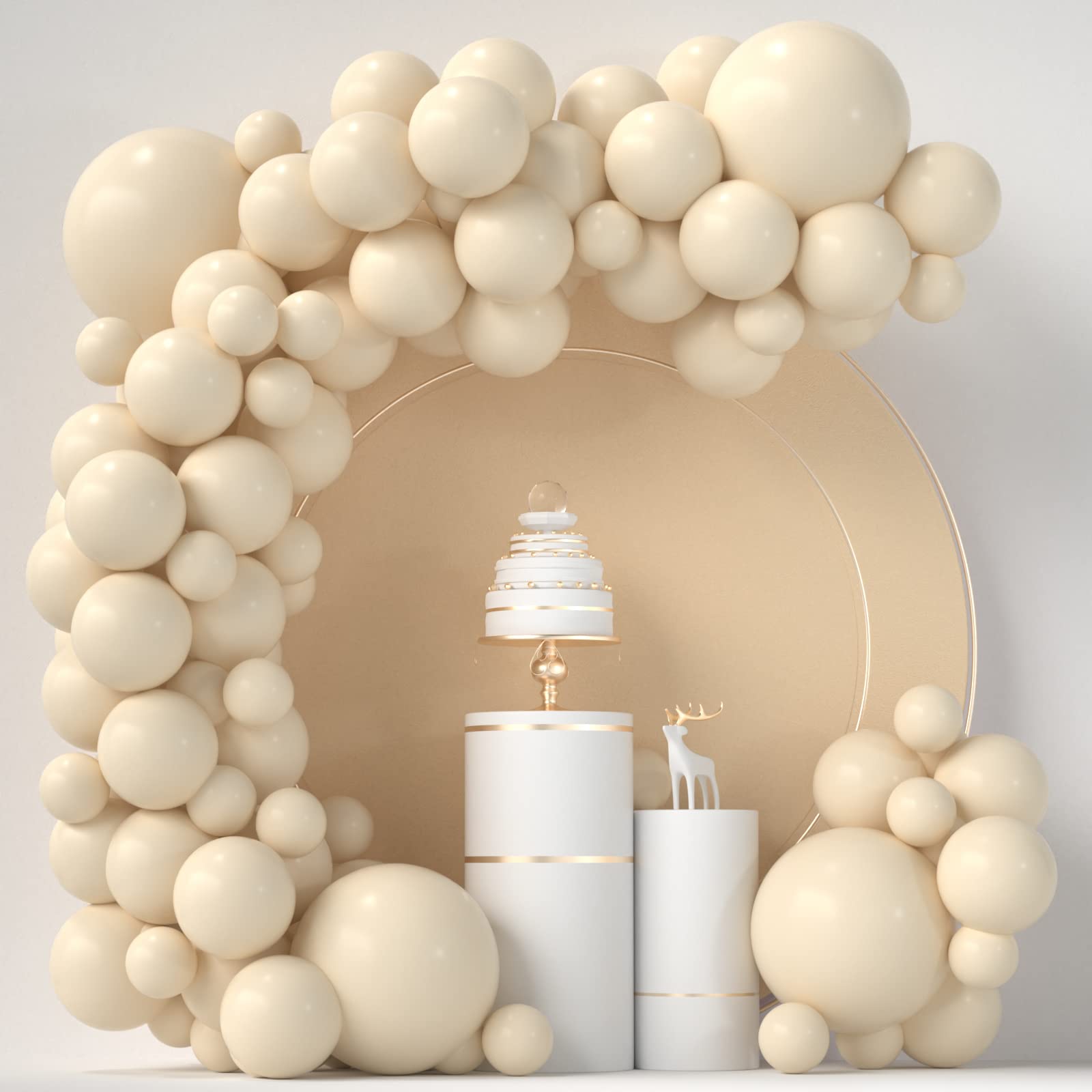 Photo 1 of Ivory White Cream Nude Balloons - 84 Pcs Arch Kit (5 inch, 12 inch, 18 inch) - Happy Birthday, Baby Shower, Wedding Decorations