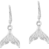 AeraVida Under The Sea Mermaid Tail .925 Sterling Silver Dangle Earrings | Sterling Mermaid Tail Earrings | Dangle Earrings for Women | Mermaid Tail Earrings Dangle for Women