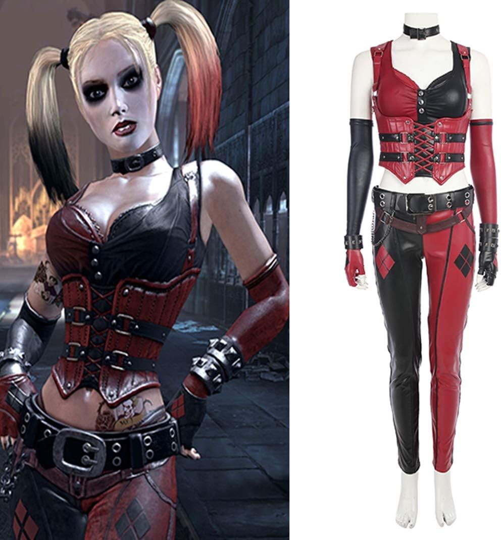 Rubyonly Batman Arkham Knight Costume Harley Quinn Cosplay Costume Women Halloween Costumes For Women,fullsetnoshoes,XXXL