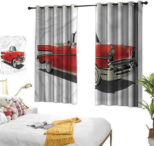 Amazon Com Lightly Double Curtain Rod Cars Old Fashioned Car Open