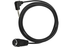 LOKEKE 5 Pin DIN MIDI Cable, MIDI DIN 5 Pin Female to 3.5mm 1/8inch TRS Male with 90 Degree Audio Jack Plug Cord Cable Wire for MIDI Keyboard Speaker(M T F, Black)