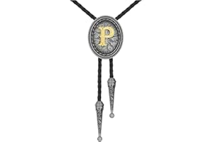 HUABOLA CALYN Bolo tie for Men, Western Cowboy Golden Alphabet Initial Letter ABCDJMR to Y Costume Bolo ties Neckties