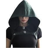 FURPHI Steampunk Medieval Hooded Cowl Hat Gothic Soft Faux Suede Cape Costume for Men Women Halloween