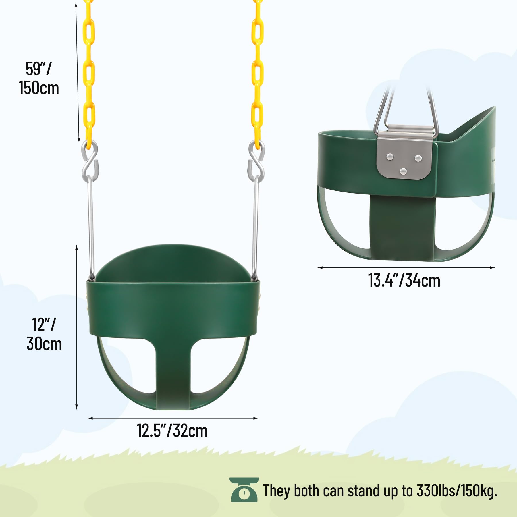 RedSwing High Back Toddler Bucket Swing Seat with Coated Chains, Heavy Duty Kids Swing Seat for Outside, Playground, Backyard, Swing Set Accessories