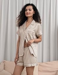 WJing Yi Jia 5Pcs Womens Soft Satin Pajama Set