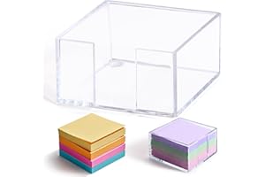 CINDALOG Acrylic Sticky Note Holder, 3 x 3 Clear Acrylic Notepad Holder, Crystal Notepad Organizer Notes Dispenser for School Dorm Home and Office