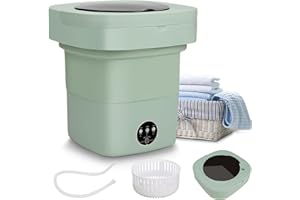 F FINEC Portable Washing Machine, Mini Washing Machine, 9L Foldable Washing Machine with Water Inlet Mini Washer for delicate items, Socks, Underwear, Baby Clothes, Apartments, Dorm, Rv, Travel Laundry