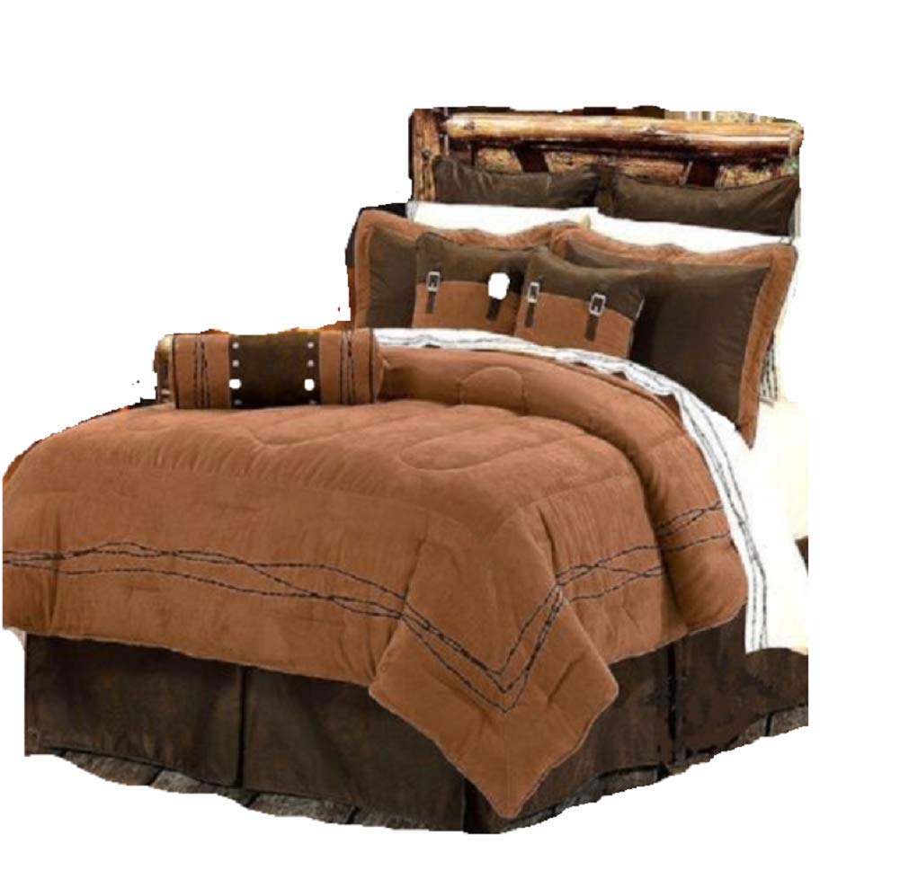 Ranch Dark Brown Barbed Wire Western Bedding Comforter Set Home