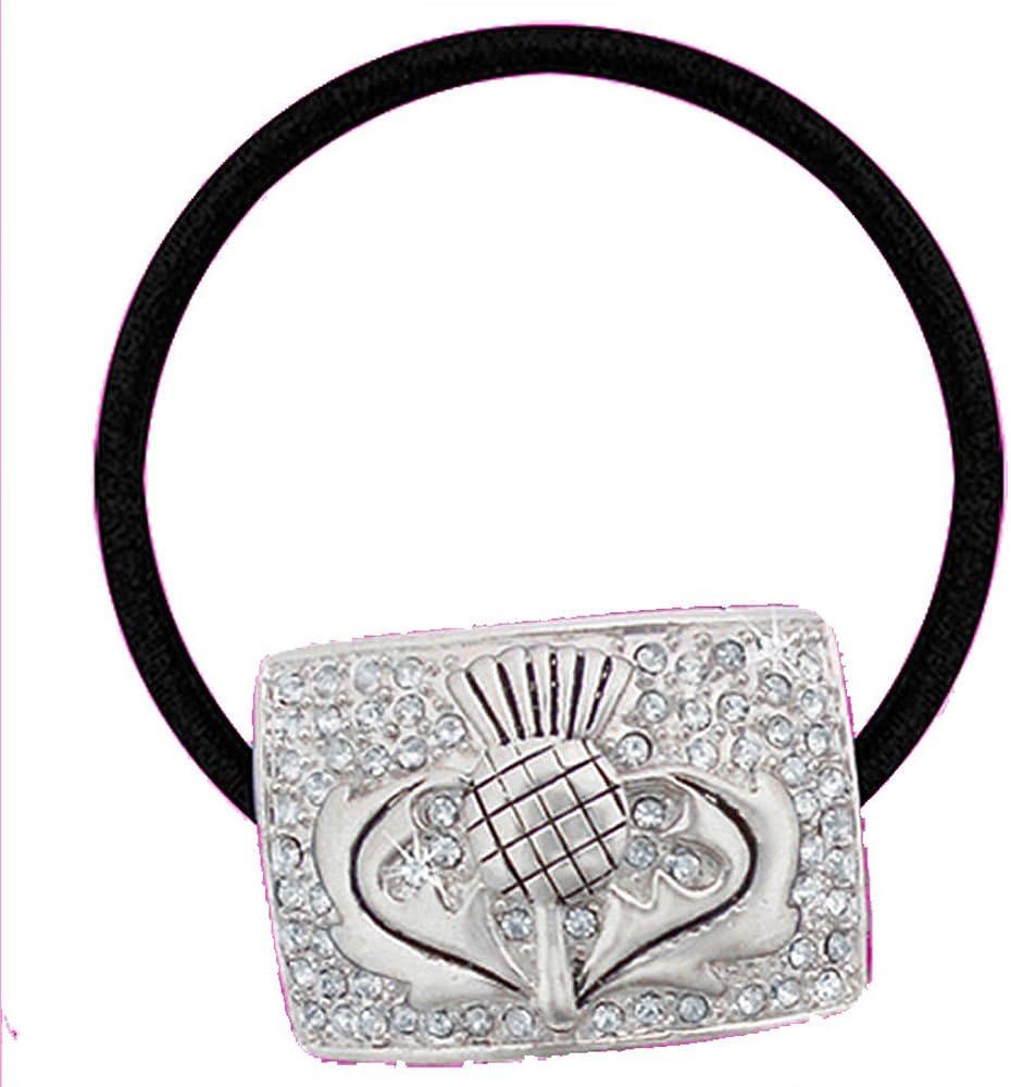 Scottish Thistle 'Bling' Hair Tie - with Clear CZ