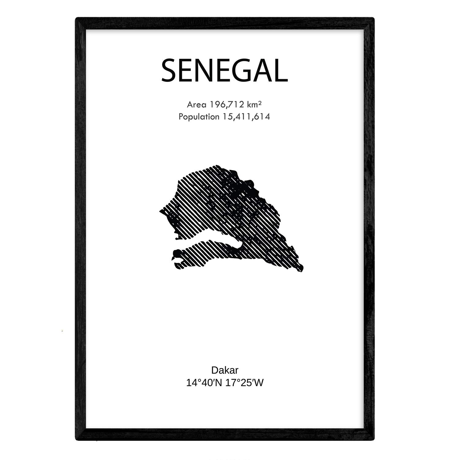 Nacnic Poster of Senegal. Sheets of countries and continents. A3 size