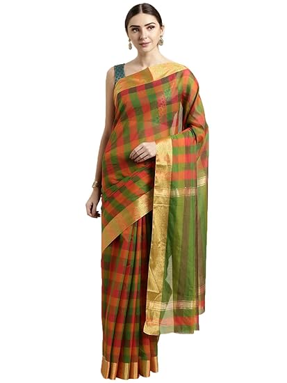 Womens Blended Cotton Saree (CCOPSC13816; Multicolor)