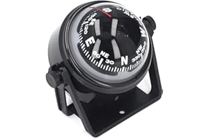 Black LC550 Marine Compass, Adjustable Mounting Bracket with Visible Lubber Line, Fast Response Precise Navigation for Boat C