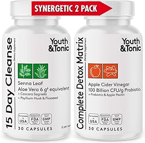 Colon Cleanser & Complete Detox Matrix | Synergic Value Kit w/Highly Rated Formula for 15 Day Cleanse & Full Body Detox | Colon Health Probiotic w/Senna ACV Aloe Vera | Kick Off Weight Management