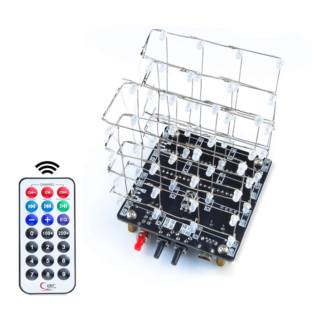 Etoput 4x4x4 LED 3D Light Cube, DIY Soldering Practice Project Electronics Learning Kit for Beginners