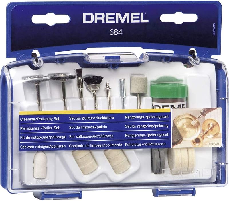 684 Kit Pollisage - Coffret avec 20 Accessoires de Nettoyage et Polissage et Pâte à Polir pour Outils Rotatifs Multifonctions