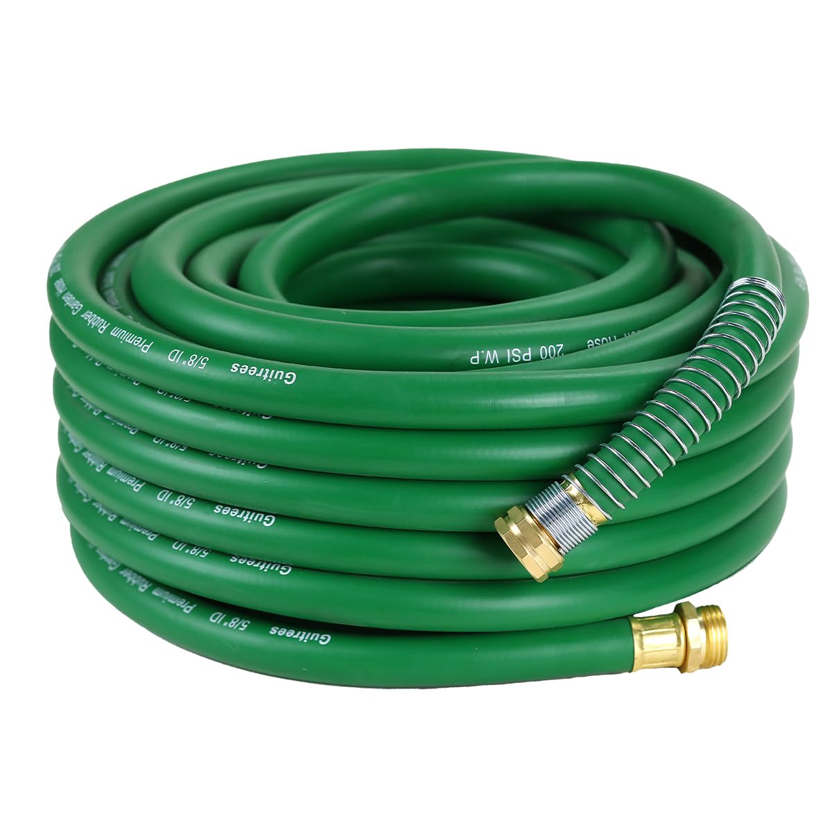 Photo 1 of Guitrees 50FT 5/8 Heavy Duty Rubber Garden Hose - 200psi Working, 1000psi Burst - Hot/Cold Water - Five-Layered Braiding for Durability - Versatile for Gardening, Agriculture, Construction(Green)