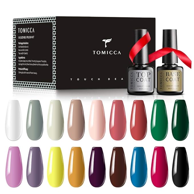 TOMICCA Gel Nail Polish Set 18 Popular Colors Nail