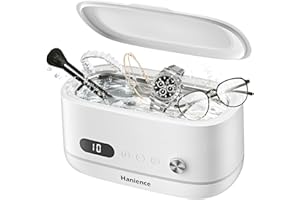 HANIENCE Jewelry Cleaner Ultrasonic Machine- 17oz Protable Jewelry Cleaner with 10 Digital Timer and Degas Mode- Sonic Cleaning for Rings, Eyeglasses, Watch, Gold, Silver - 45kHz Frequency