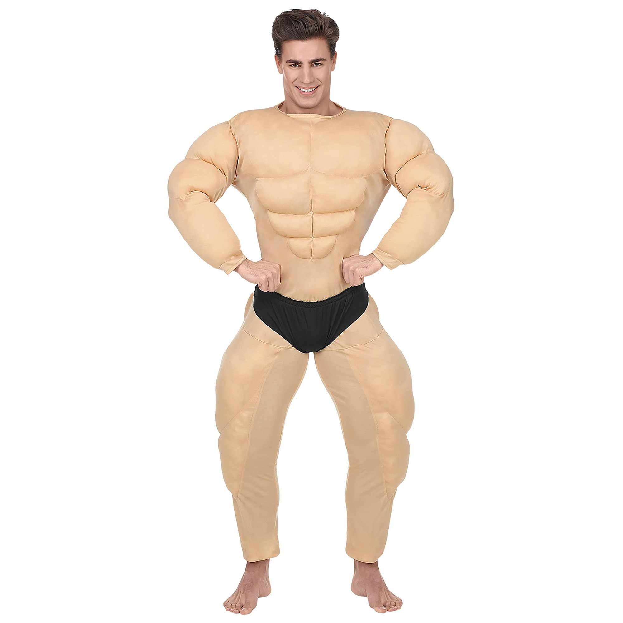 W WIDMANN MILANO Party Fashion - Padded Bodybuilder Costume for Men, Weightlifting, Muscle Guys, Strongmen, Strippers, Stag and Hen Parties, Carnival, Theme Parties, Size M