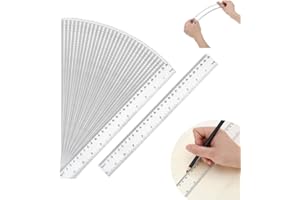 30 Pcs Clear Plastic Ruler Set, 12 Inch/30 cm Transparent Straight Ruler with Centimeters and Inches, Flexible Measuring Tool