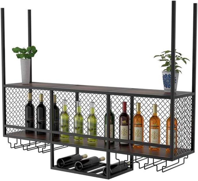 TIANPIN Hängender Stemware Holder Deckenmontiertes Weinregal mit Gitter