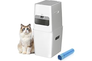 Cat Litter Box Waste Disposal System for Odor Control | GKJ Cat Litter Trash Can | Includes 1 roll of 16 Easy Tear-Off Bags | Diaper Trash Can