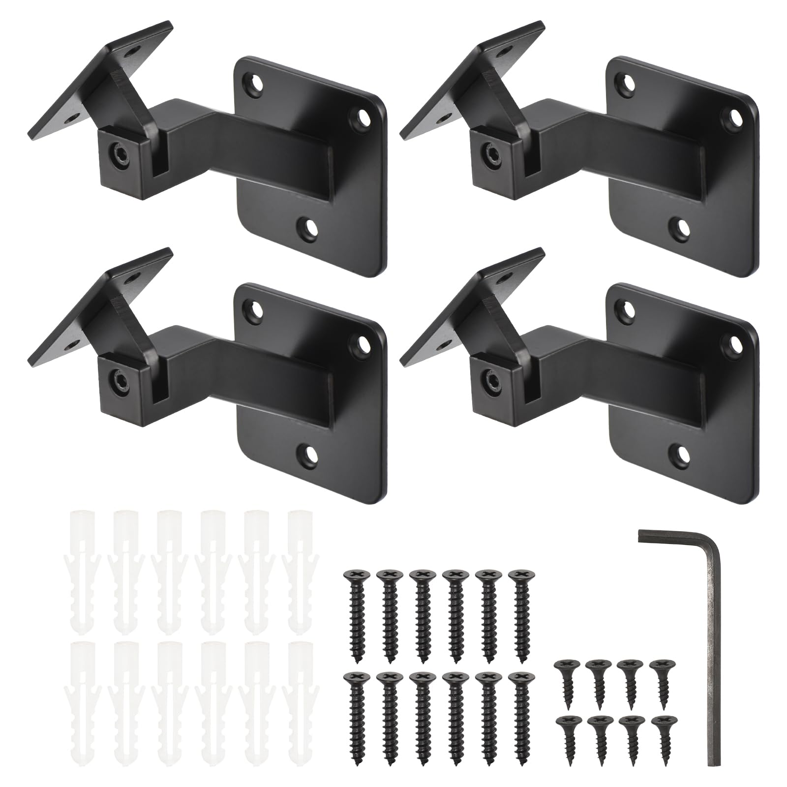 uxcell Black Swivel Hand Rail Brackets Adjustable Square Hand Rail Brackets for Staircase Stair (4 PCS)