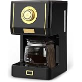 Amaste Coffee Maker, 25 Oz Drip Retro Style Coffee Machine with Glass Coffee Pot with Reusable Coffee Filter &amp; Three Brewing Modes, Warming Plate, CM 1003AE-Black