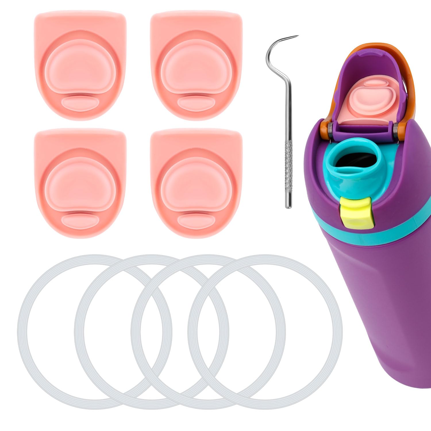 Gosknor 9pcs Water Bottle Replacement Parts Compatible with Owala FreeSip, Water Bottle Seal O Ring & Replacement Stopper for Owala 16/19/24/25/32/40oz Gasket Plug Lid Accessories BPA-Free