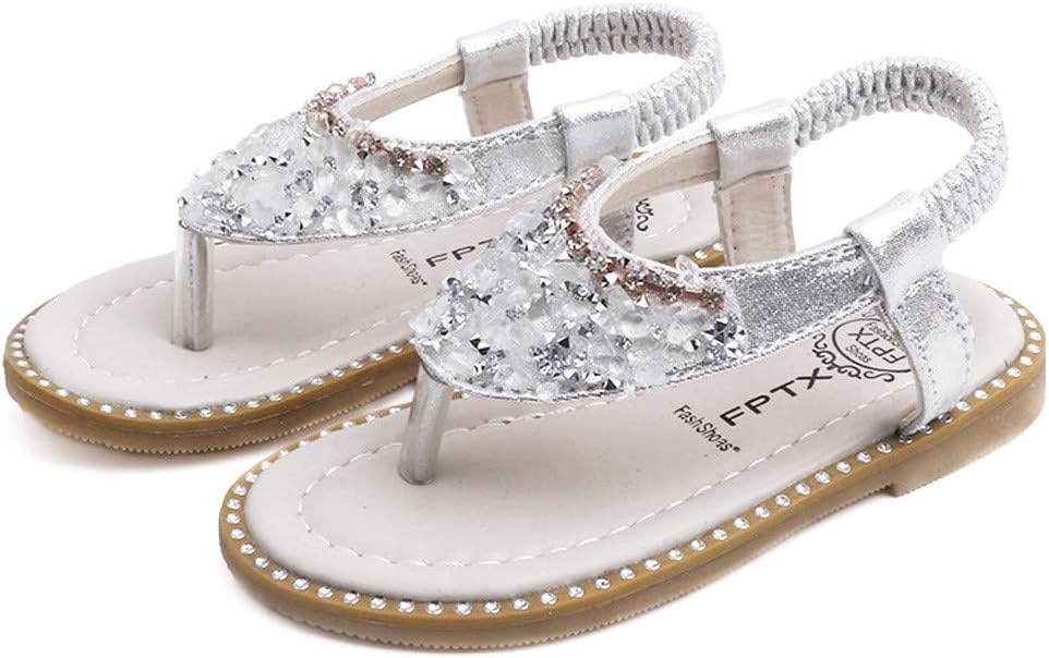 Girls Toddler Kids Sandals Thong Gladiator Rhinestone Elastic Band Comfort Flat Sandals Shoes Memela