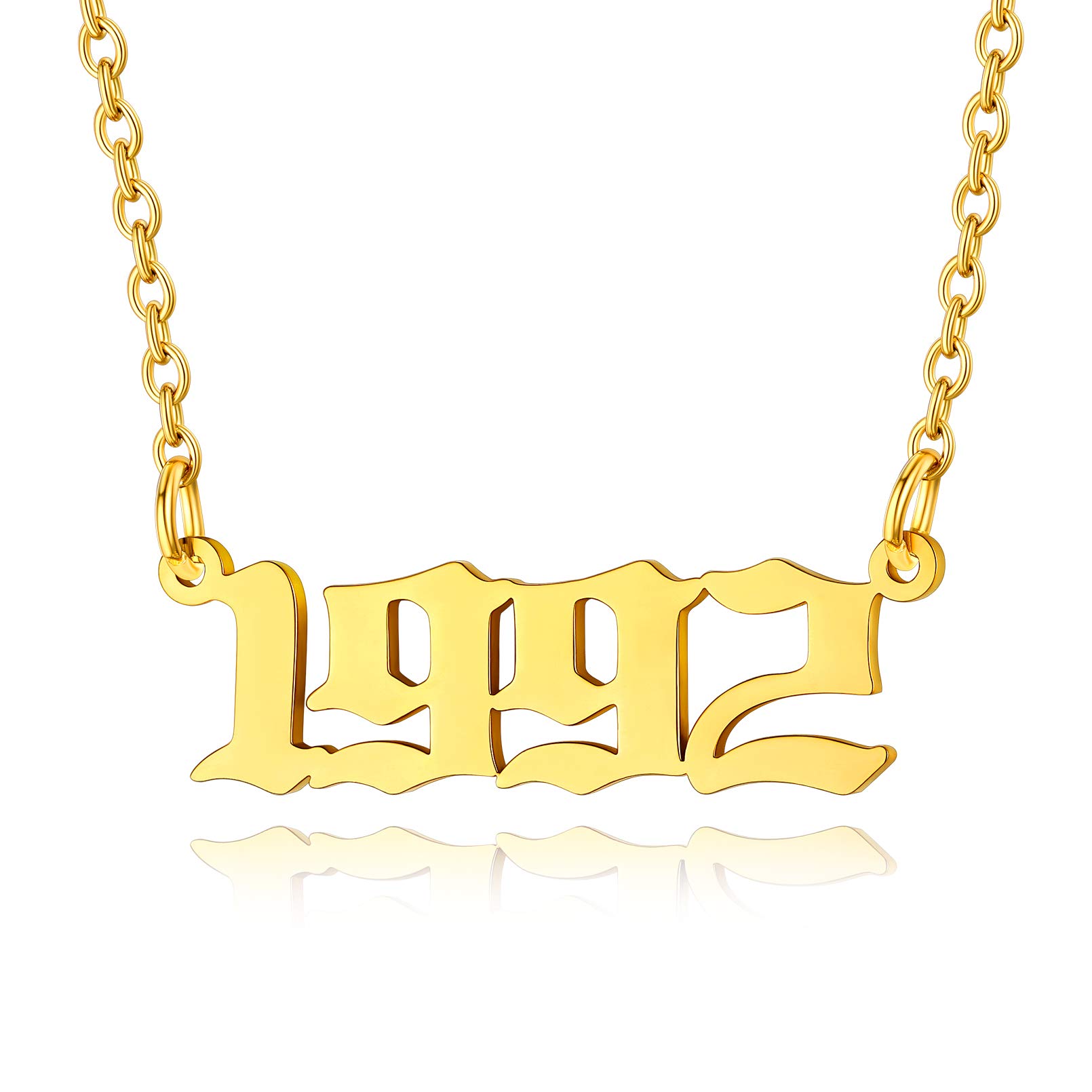 Custom4U Gold Birth Year Necklace 1992 Necklace Chain Gold Birthday Men Women Unisex Birthday Gifts — image 1