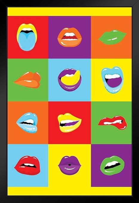 Amazon Sexy Lips レトロポップアート ブラックウッドフレームアートポスター 14x インテリア オンライン通販