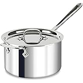All-Clad D3 3-Ply Stainless Steel Sauce Pan with Lid 4 Quart, Induction, Oven Broiler Safe 600F, Multipurpose, Compatible w/ All Cooktops, For Restaurant or Home Kitchen, Pots & Pans, Cookware, Silver