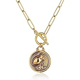 TaYolnFaSo Zodiac Necklace Paperclip Toggle Pendant 12 Constellation Paper Clip Chain Necklace Horoscope Astrology Pendant Zodiac Sign Jewelry Christmas Gift for Women