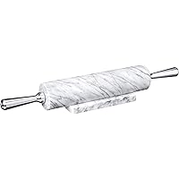 Fox Run Base with Aluminum Handles Marble Rolling Pin White, 2.5 x 17.5 x 3 inches