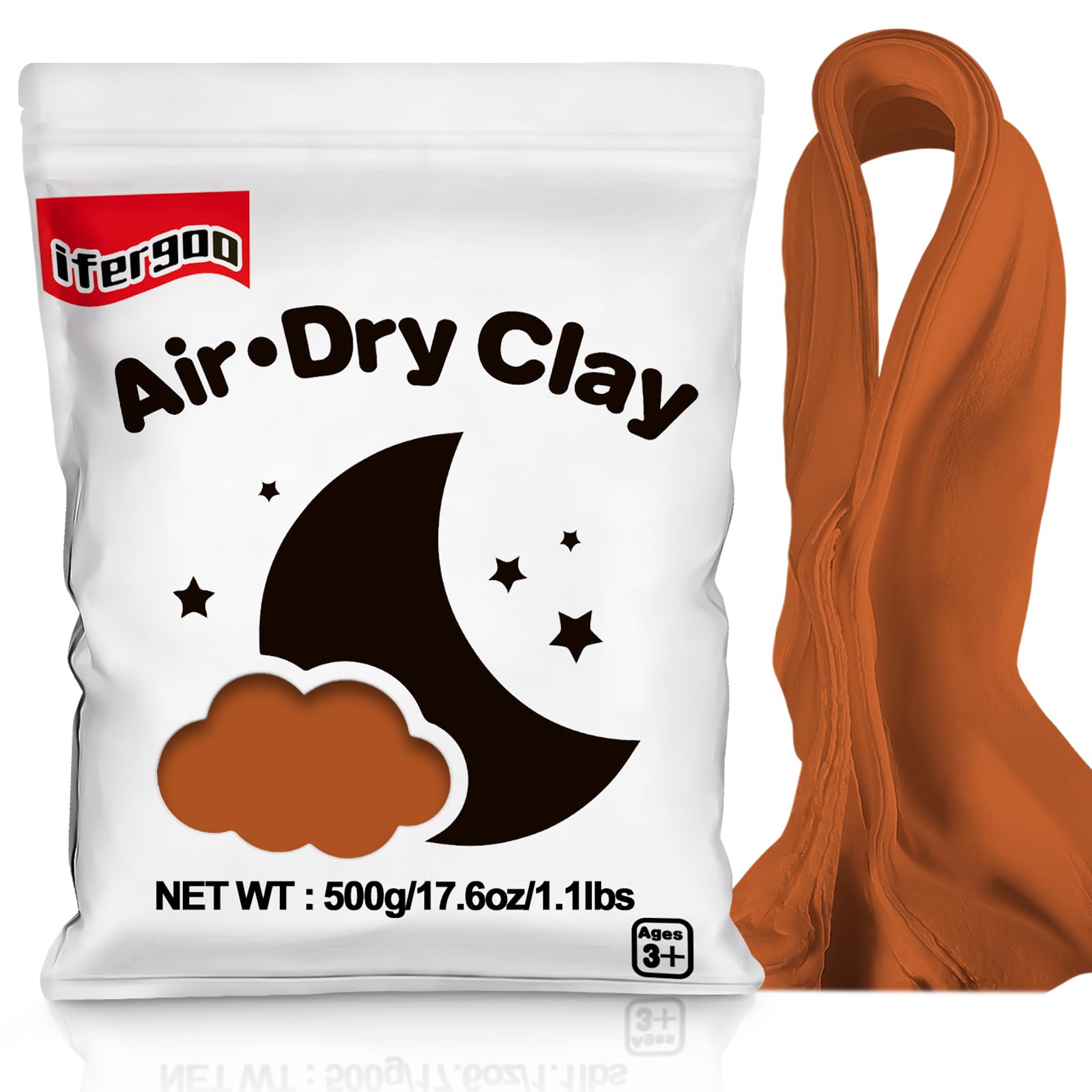 iFergoo Air Dry Clay, Ultra Light Modeling Clay, Magic Clay DIY Creative Modeling Dough, Kids Gifts for Girls Boys-1.1 Lbs/ 500 g (Brown Clay)