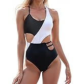 NESY One Piece Swimsuit Women - Adjustable Strap Black White Color Block Fashion Bathing Suit Sexy Ladies Swimwear for Cruise