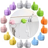 AELITOK 16Pcs Creative Silicone Thumb Wall Hook - Multifunction Adhesive Cable Clip ，Self Adhesive Thumb Cable Organizer Clip