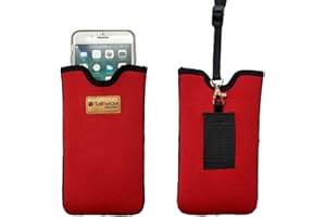 Tainada Men Women Neoprene Shockproof Phone Sleeve Pouch Carrying Case with Neck Lanyard, Belt Loop Holster for iPhone 16/15 Pro Max, 16/15 Plus, 16e; Samsung S25, S24, Z Fold7, Google Pixel 9 (Red)