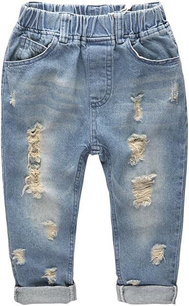 distressed pull on jeans