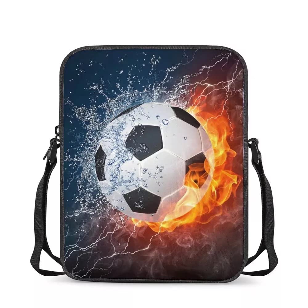 chaqlin Football Soccer Printed Sling Messenger Totebags for Unisex Kids,Cool Mini Cellphone Crossbody Shoulder Bagpack Shopping Totebags Money Pouch for Women Men