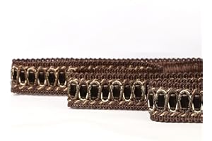 Fenghuangwu Braid Trim 6.5 Yard Polyester Woven Gimp Braid Trim 2.8 cm/1.1 inch Diameter Decorative Fabric Trim for Sewing and Crafting (Dark Coffee)