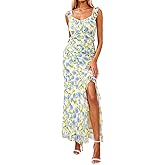 PRETTYGARDEN Women's Summer Spaghetti Strap Maxi Dress Sleeveless Side Slit Mesh Cocktail Dresses Beach Vacation Sundress
